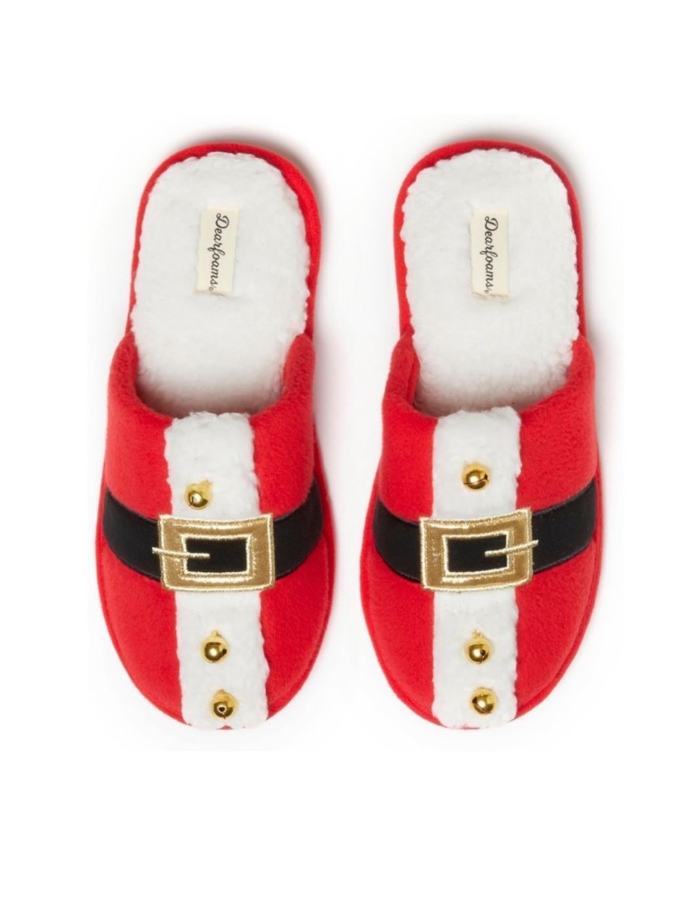 Dearfoams Unisex Ugly Sweater Christmas Slippers Santa Bell’s NEW